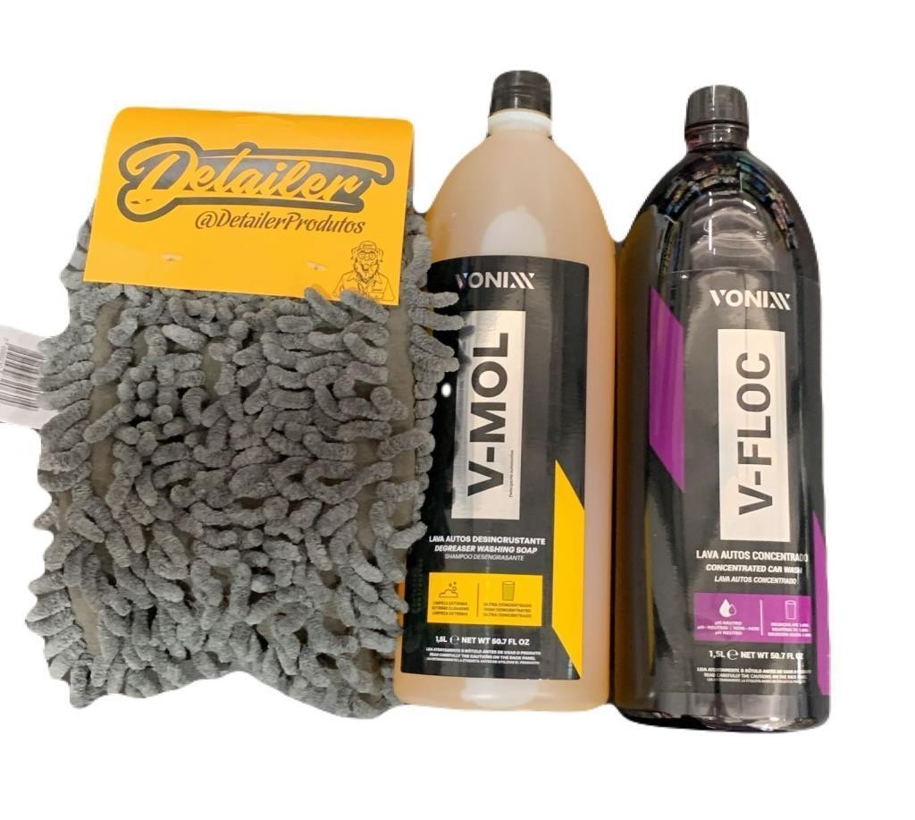 KIT V-MOL  + V-FLOC 1,5L VONIXX + LUVA TENTACULOS DETAILER - UN