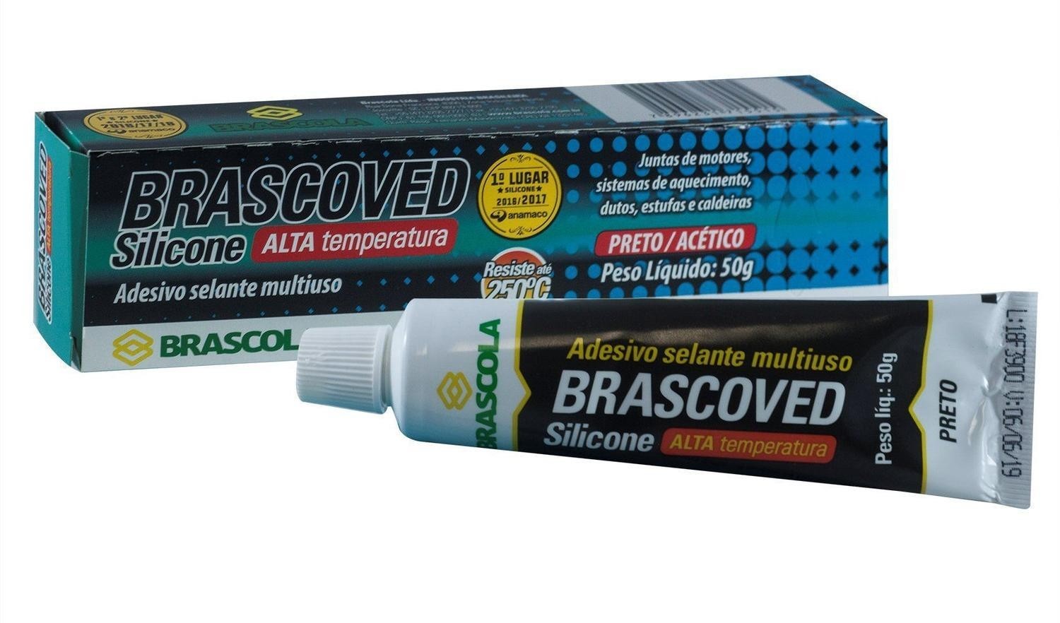 SILICONE 50g PRETO ALTA TEMPERATURA - BRASCOVED