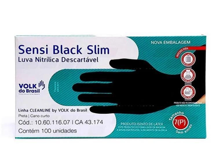 LUVA SENSI BLACK SLIM (P) VOLK - CX